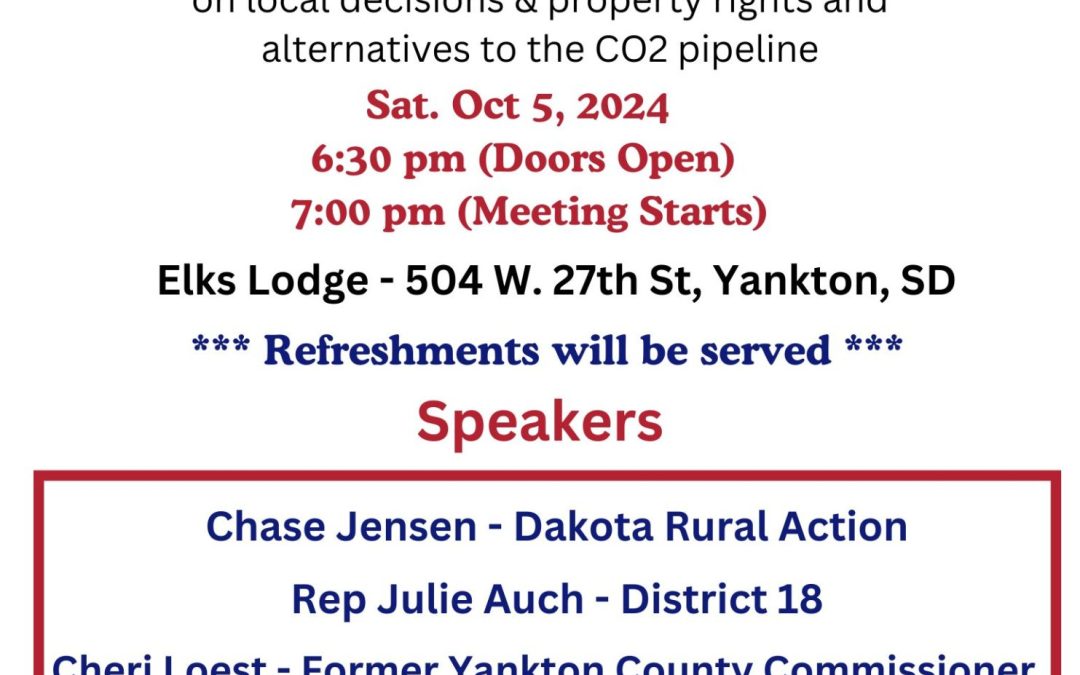 Oct 5 Yankton SD Informational Meeting on RL 21